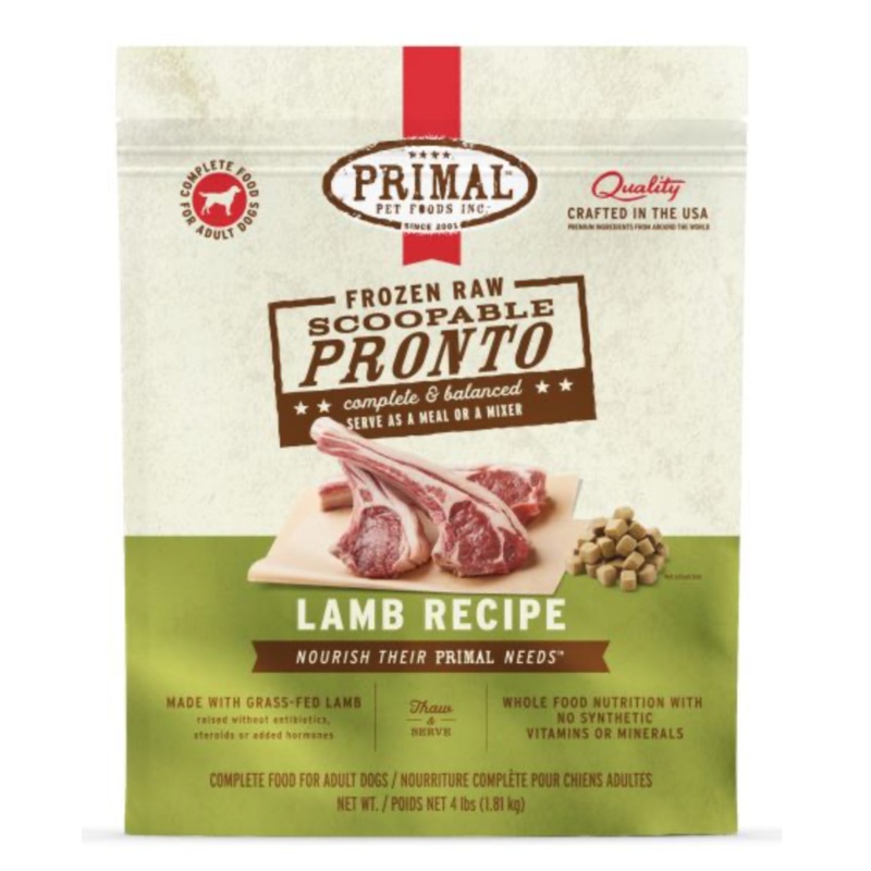 Primal Pronto Frozen Raw Lamb GF Dog Food (1.81kg/4lb)