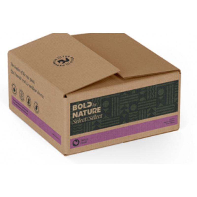 Bold by Nature Select - Frozen Raw Turkey Dog Food (5.44kg/12lb) - Medium Purple Stripe Box