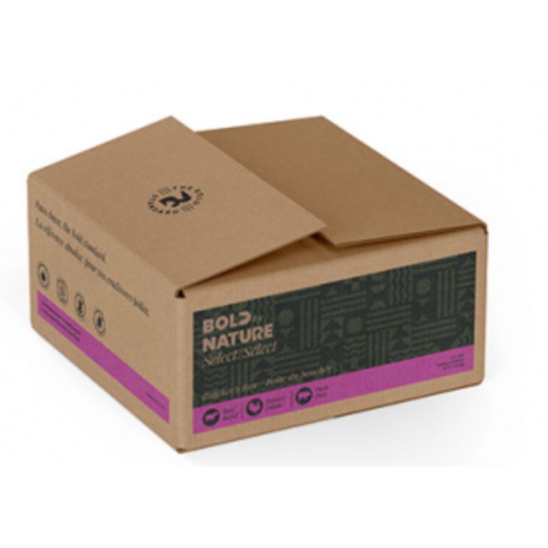 Bold by Nature Select - Frozen Raw VARIETY Pack with Beef, Turkey & Pork Patties Dog Food (5.44kg/12lb) -  Purple Stripe Box
