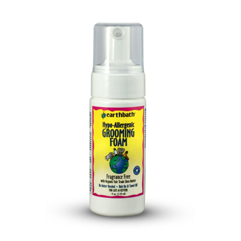 Earthbath Waterless Grooming Foam - Hypo Allergenic and Fragrance Free for Cats & Kittens (4oz)