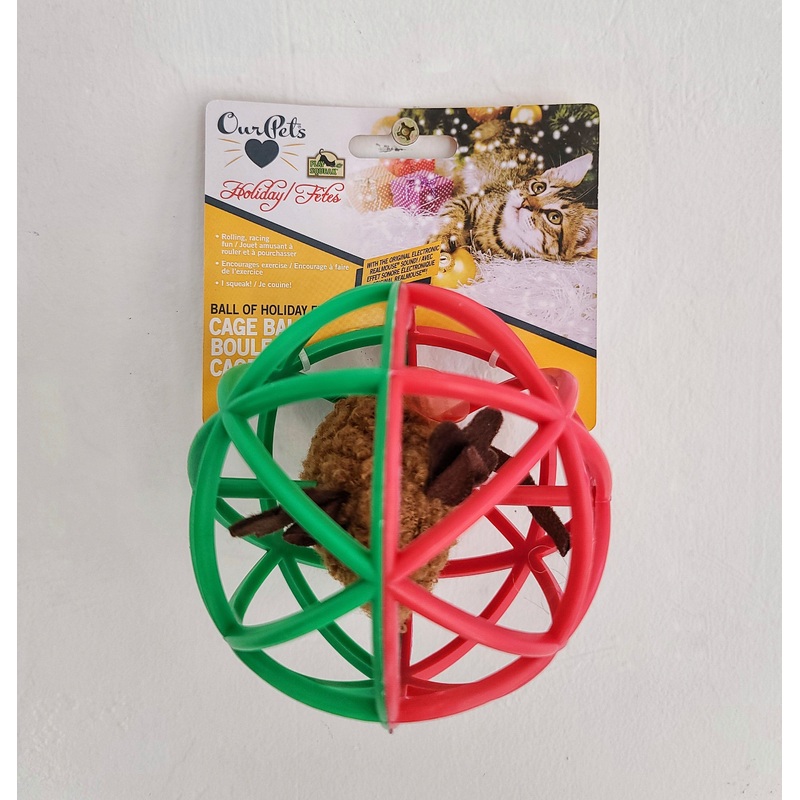 Our Pet's Reindeer Ball of Furry Fury Holiday Cat Toy