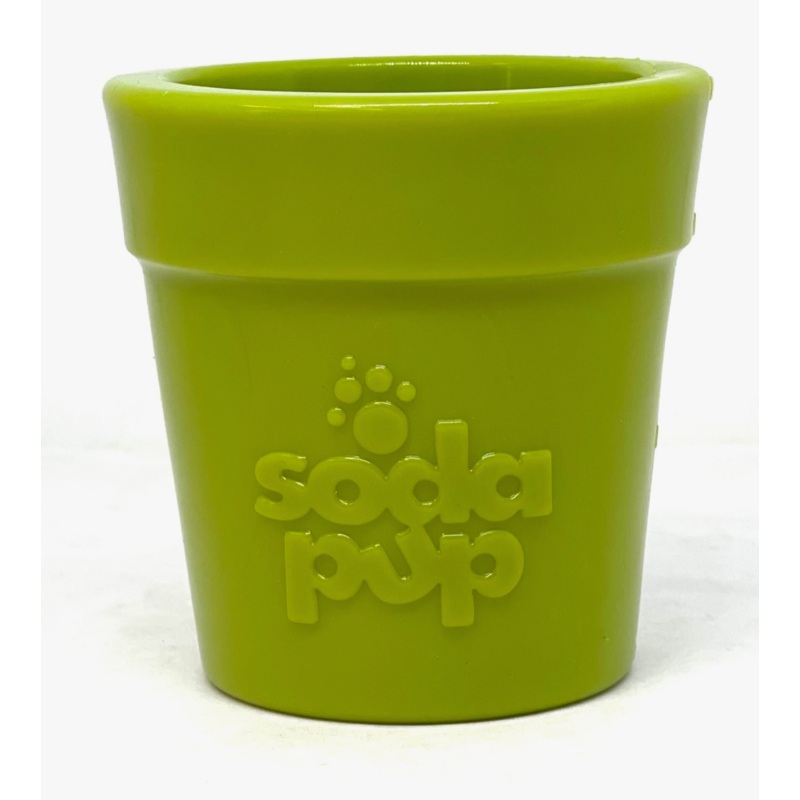 SodaPup Flower Pot Rubber Treat Dispenser Dog Toy - Green