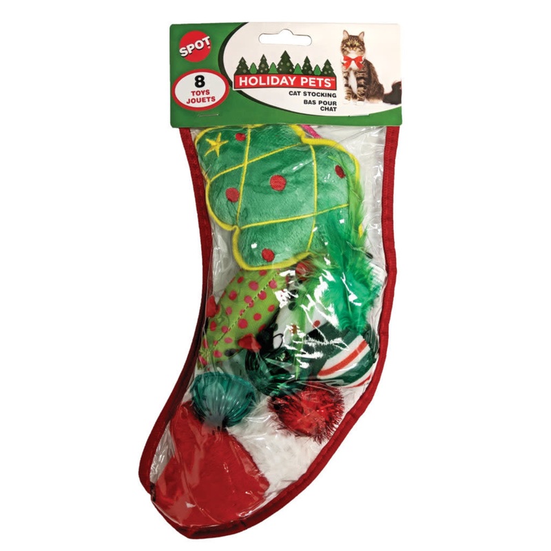 SPOT Holiday Stocking Cat Toy Pack - Med (8pc)