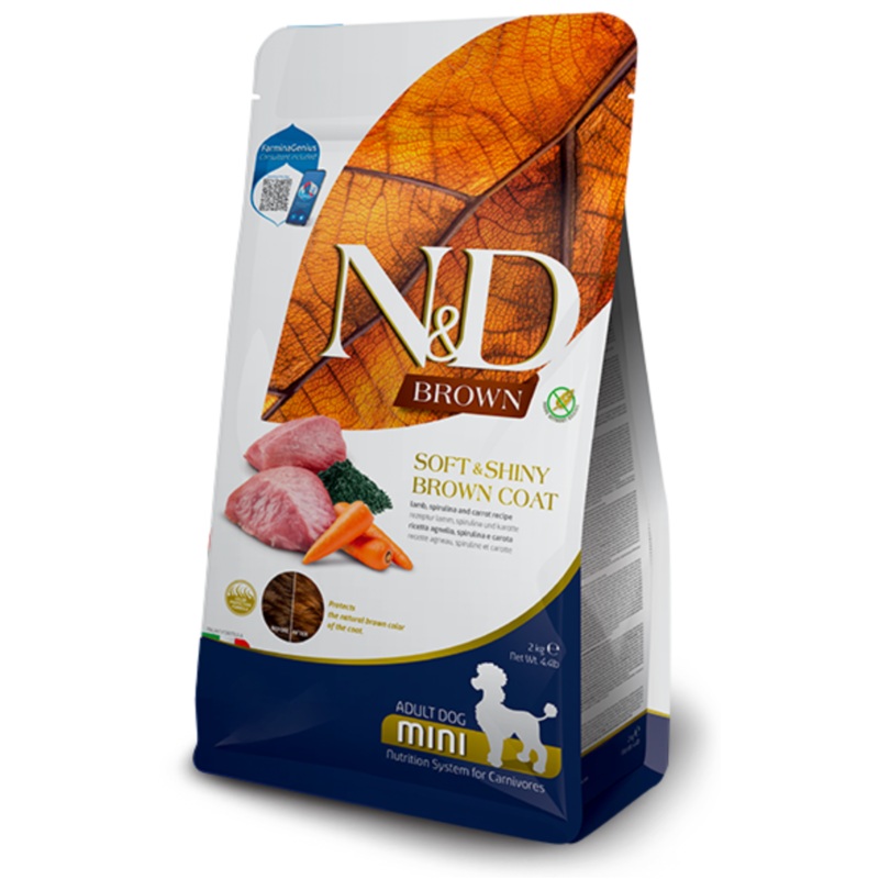 Farmina N&D Colour Protection Brown Coat - Lamb, Carrot & Kelp Mini Adult Dog Food (2kg/4.4lb)