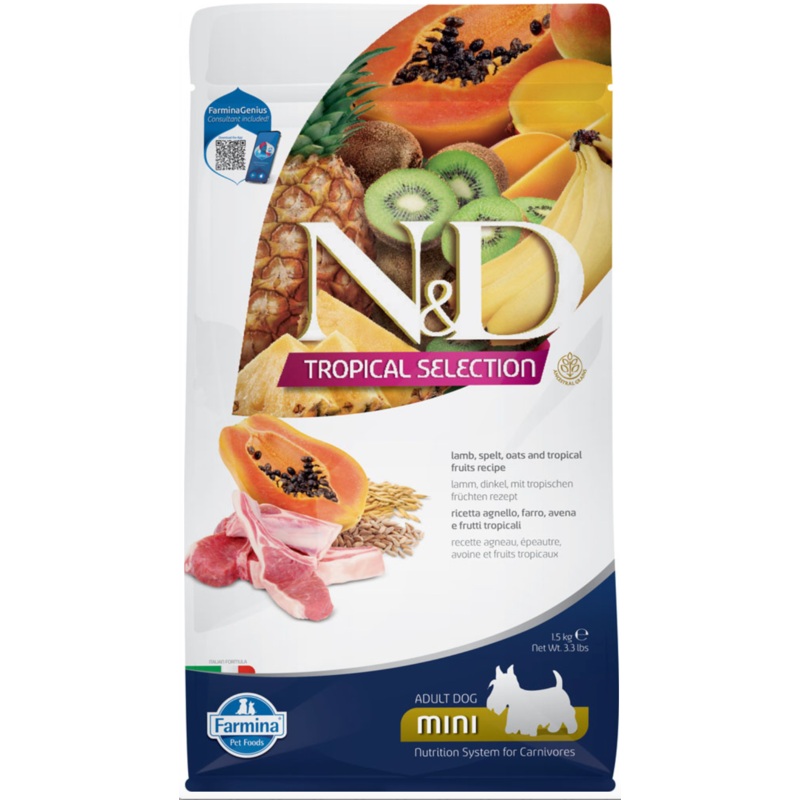 Farmina N&D Tropical Selection - Lamb, Spelt, Oats & Tropical Fruits Mini Adult Dog Food