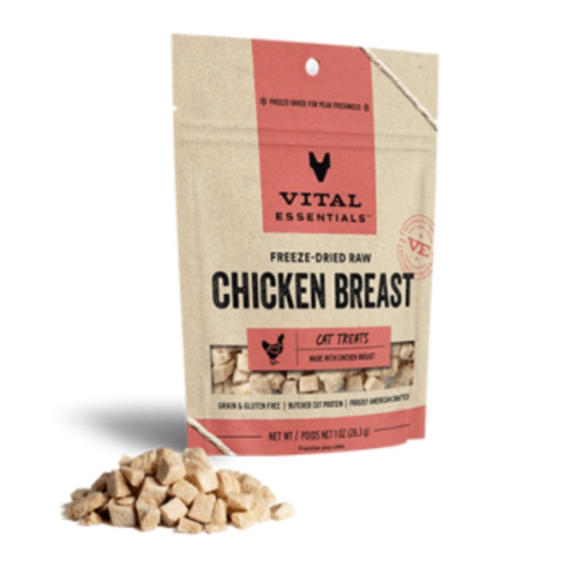 Vital Essentials Freeze-Dried Chicken Breast Cat Treats (1oz/28.3g)