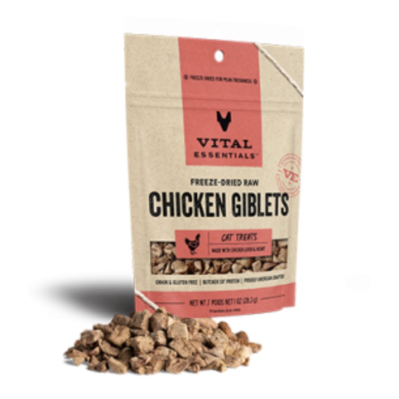 Vital Essentials Freeze-Dried Chicken Giblets Cat Treats (1oz/28.3g)