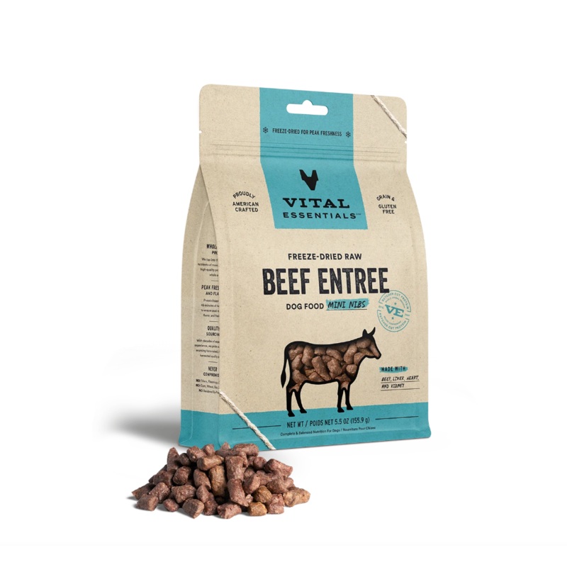 Vital Essentials Freeze-Dried Raw Beef Entree Mini Nibs GF Dog Food
