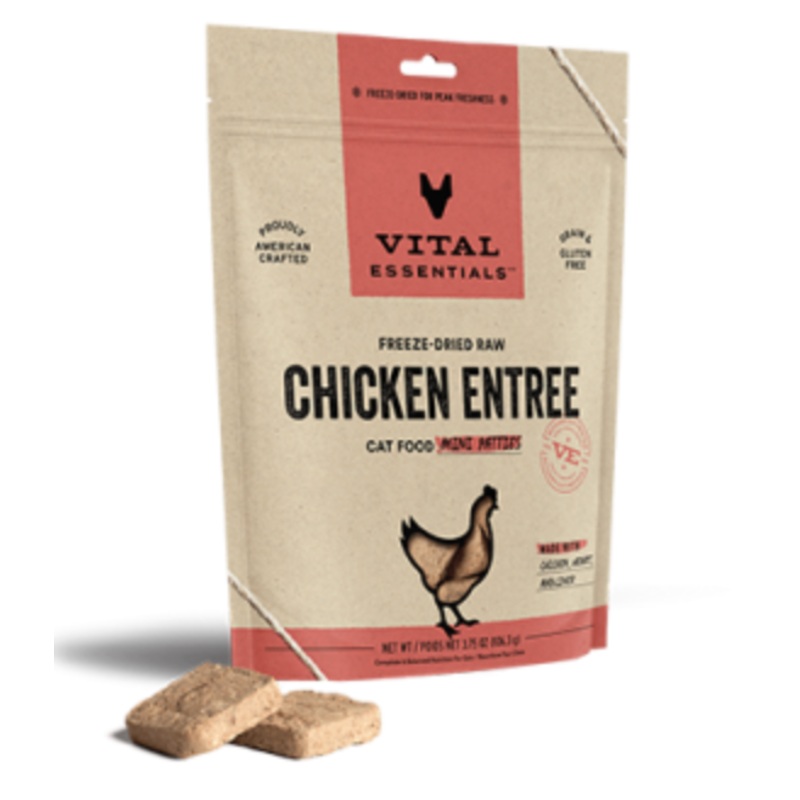 Vital Essentials Freeze-Dried Raw Chicken Entree Mini Patties GF Cat Food