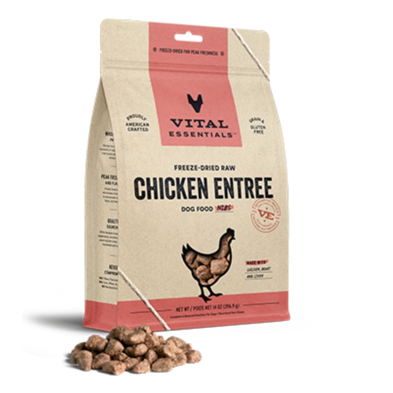 Vital Essentials Freeze-Dried Raw Chicken Entree Nibs GF Dog Food (14oz/396.8g)