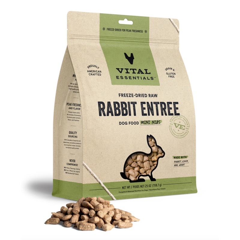 Vital Essentials Freeze-Dried Raw Rabbit Entree Mini Nibs GF Dog Food
