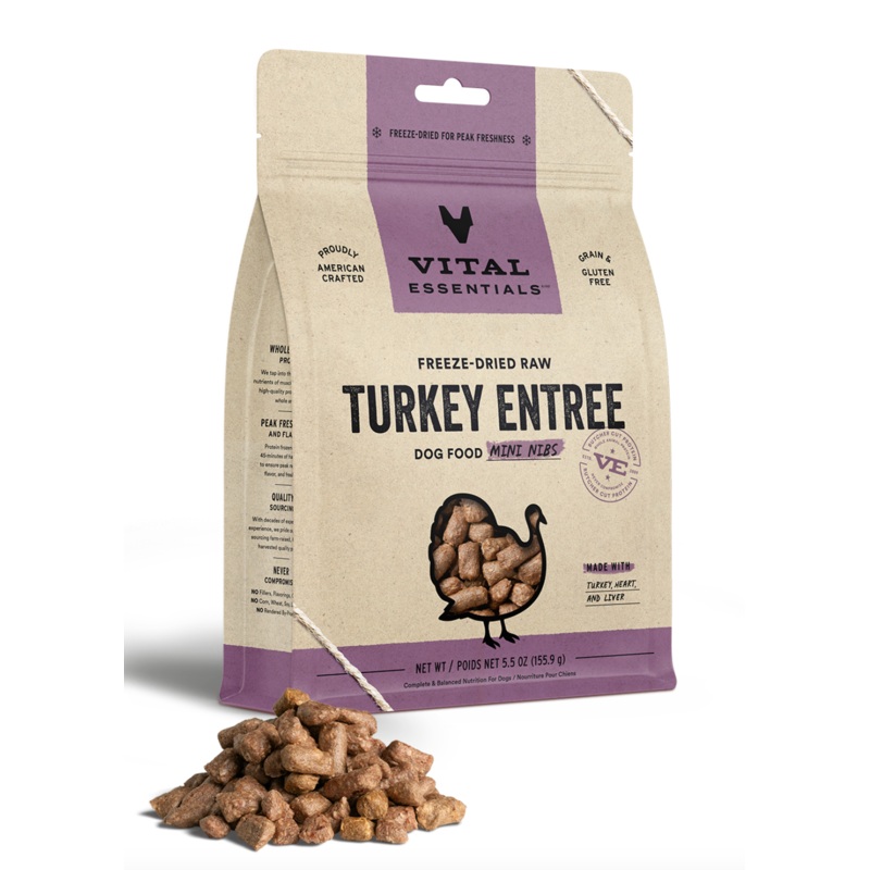 Vital Essentials Freeze-Dried Raw Turkey Entree Mini Nibs GF Dog Food