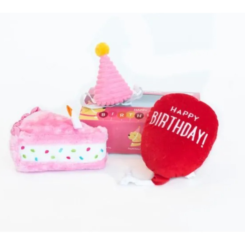 Zippy Paws - Pink Birthday Box 3 Piece Dog Toy