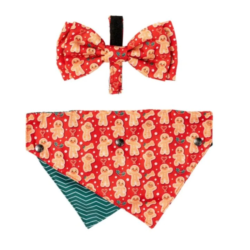 FuzzYard Bandana & Bowtie 2 Pk - Holly Jolly Cookies