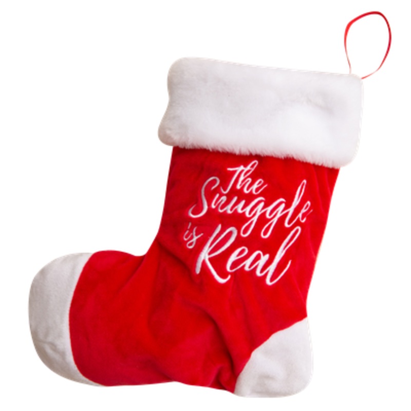 Snugarooz Hide and Squeak Stocking with Rubber Spikey Ball Dog Toy (12")