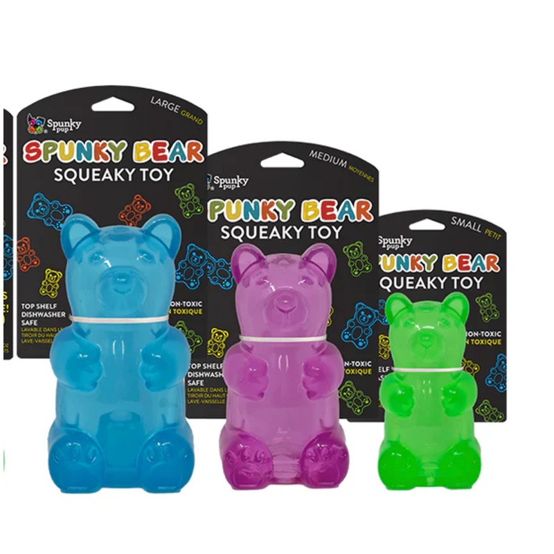 Spunky Pup Gummy Bear Squeak Dog Toy - Assorted Colours