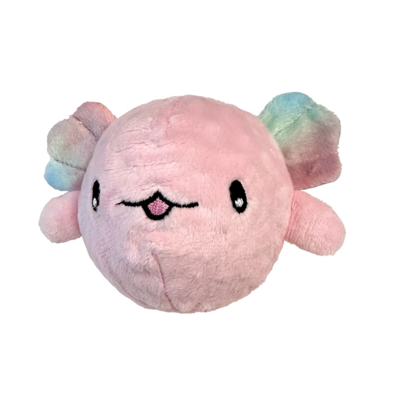 FouFouBrands Fuzzy Wuzzy Axolotl Spikers 2-in-1 Spiker Ball Dog Toy - Pink