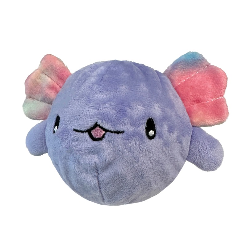 FouFouBrands Fuzzy Wuzzy Axolotl Spikers 2-in-1 Spiker Ball Dog Toy - Purple