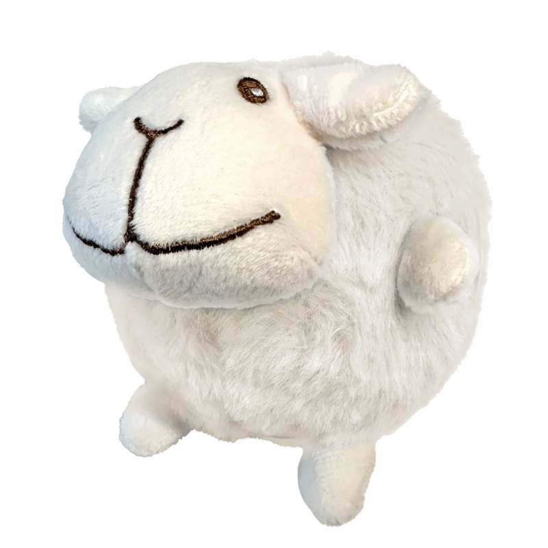 FouFouBrands Fuzzy Wuzzy Sheep Spikers 2-in-1 Spiker Ball Dog Toy - Cream
