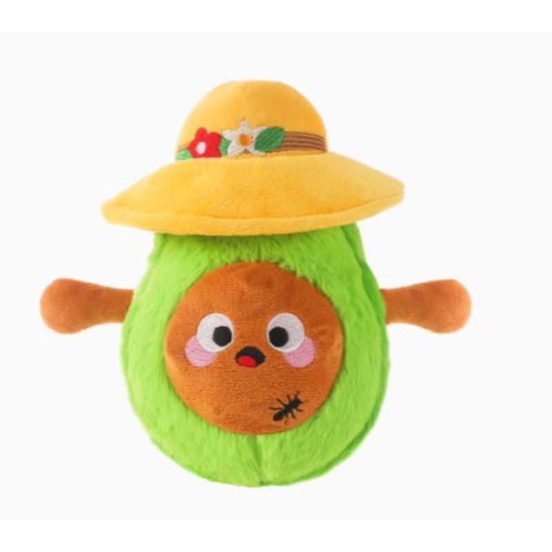 HugSmart Fuzzy Friendz Picnic Time - Avocado Dog Toy